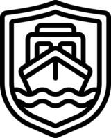 A black and white logo of a ship in the water vector