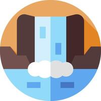 A flat icon of a waterfall with clouds vector
