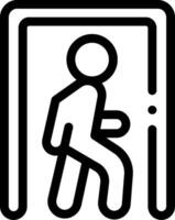An icon of a man walking through an open door vector