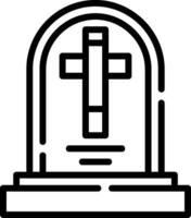 A black and white outline of a tombstone vector