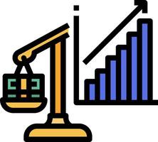 An icon of a balance scale and a bar graph vector