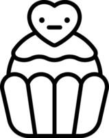 A black and white drawing of a cupcake with a heart vector