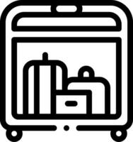 A black and white image of a suitcase with luggage vector