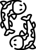 A fish is drawn in black and white on a white background vector