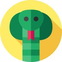 A flat icon of a snake with a long tail vector