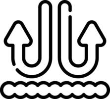 A black and white icon of a pipe with two arrows vector