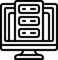 A black and white image of a computer monitor vector