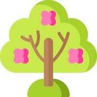 A tree with pink flowers on it vector