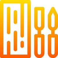 A yellow and orange icon with a knife and a hammer vector