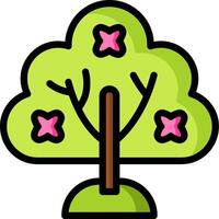 A tree with pink flowers on it vector