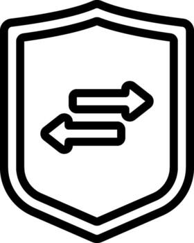 A shield with two arrows pointing in different directions vector