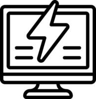 A computer monitor with lightning bolt on it vector