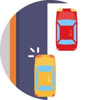 A car is driving in the middle of the road vector