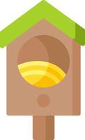 A birdhouse with a yellow bird inside vector