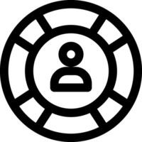 A black and white icon of a person in a circle vector