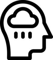 A black and white icon of a head with a cloud vector