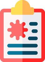 Clipboard icon with gears and a red circle vector