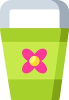 A green bucket with a pink flower in it vector