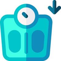 A blue scale with a blue arrow pointing down vector