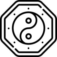 Yin yang symbol in a hexagon vector