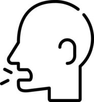 A black and white illustration of a man's head with a mouth open vector