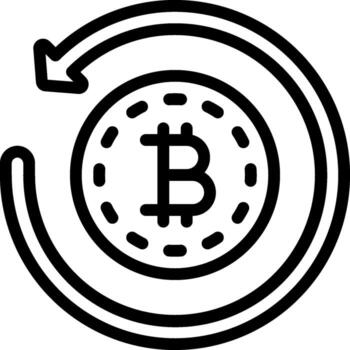 Bitcoin icon with a circle and arrow vector