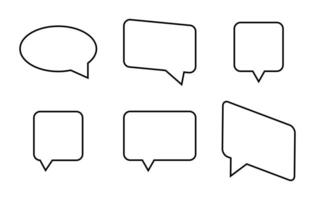 Set of text Contour Bubbles. Place for inserting speech in comics. Collection of square and oval Outline white Speech Balloons. Empty chat Messages. Blank elements. Word cloud. illustration. vector