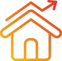 A house with an arrow going up and a house with a roof vector
