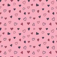 Seamless pattern with hand drawn hearts on a pink background for Valentine's Day. Abstract universal background. illustration vector