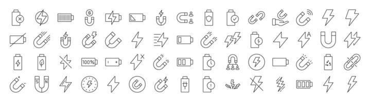 Simple Linear Icon of Energy, Battery, Charger. Editable Stroke. Minimalistic Linear Pictogram for Design of Cards, Apps, Banners, Posts vector