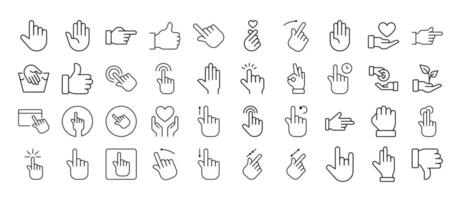 Gesture, Hand, Cursor Line Icon Bundle. Editable Stroke. Minimalistic Linear Pictogram for Design of Cards, Apps, Banners, Posts vector