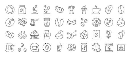 Coffee Line Icon Bundle. Editable Stroke. Minimalistic Linear Pictogram for Design of Cards, Apps, Banners, Posts vector