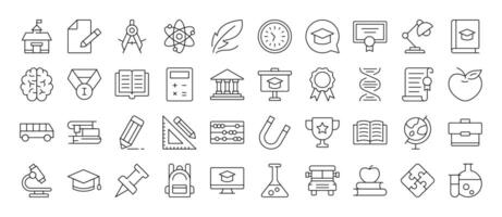 School, Student Book, University, Education Icon Set for UI, Placards, Books, Apps. Editable Stroke. Suitable for Web Sites, Books, Cards, Apps vector