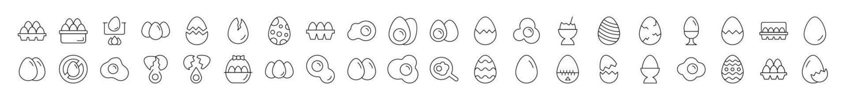 Egg Outline Simple Linear Image Collection. Editable Stroke. Suitable for Web Sites, Books, Cards, Apps vector