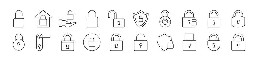 Simple Linear Icon of Lock. Editable Stroke. Minimalistic Linear Pictogram for Design of Cards, Apps, Banners, Posts vector