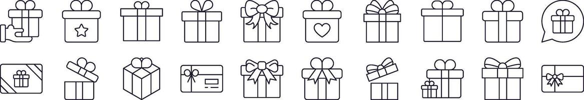 Simple Linear Icon of Giftbox, Box for Present. Editable Stroke. Minimalistic Linear Pictogram for Design of Cards, Apps, Banners, Posts vector