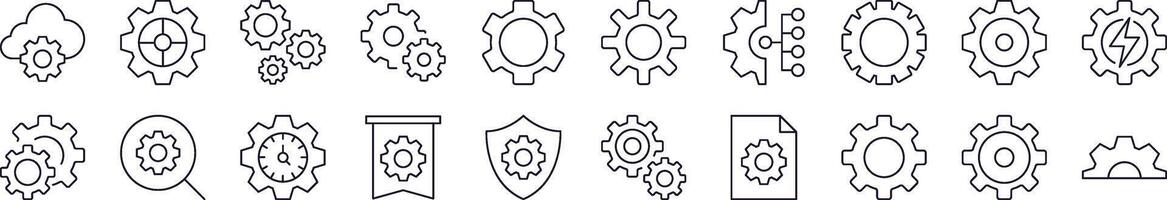 Simple Linear Icon of Gear. Editable Stroke. Minimalistic Linear Pictogram for Design of Cards, Apps, Banners, Posts vector