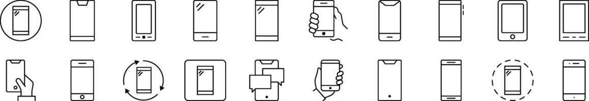 Smartphone Line Icon Collection. Editable Stroke. Minimalistic Linear Pictogram for Design of Cards, Apps, Banners, Posts vector