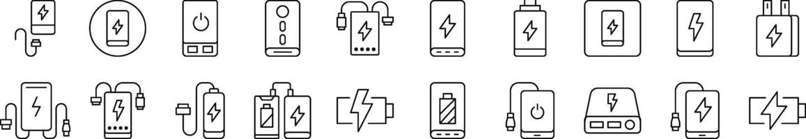 Simple Linear Icon of Energy, Charger, Battery. Editable Stroke. Minimalistic Linear Pictogram for Design of Cards, Apps, Banners, Posts vector