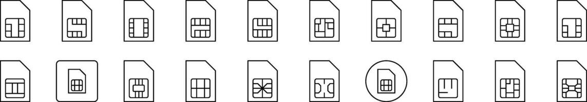 Collection of Line Icons of Chip. Editable Stroke. Minimalistic Linear Pictogram for Design of Cards, Apps, Banners, Posts vector
