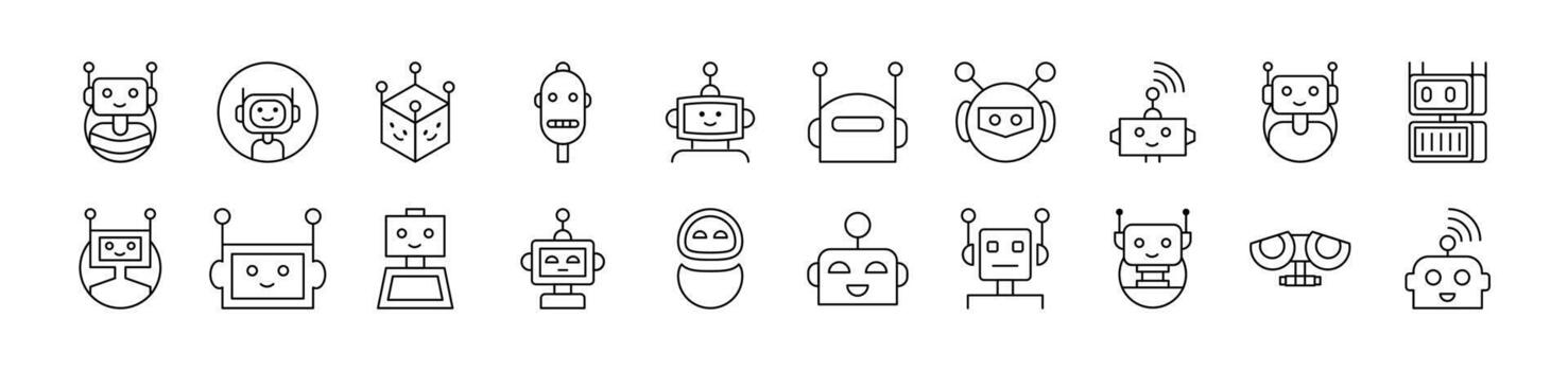 haz de línea íconos de robot. editable ataque. minimalista lineal pictograma para diseño de tarjetas, aplicaciones, pancartas, publicaciones vector