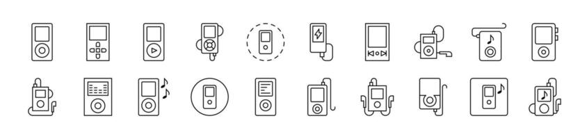 Music Player Line Icon Bundle. Editable Stroke. Minimalistic Linear Pictogram for Design of Cards, Apps, Banners, Posts vector