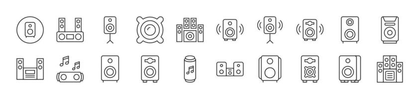 Pack of Line Icons of Music Center. Editable Stroke. Minimalistic Linear Pictogram for Design of Cards, Apps, Banners, Posts vector