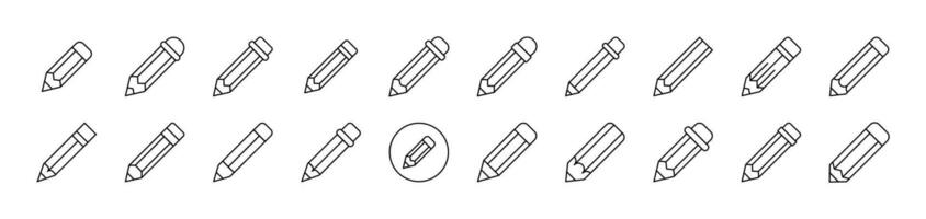 Pen and Pencils Simple Isolated Line Icons Collection. Editable Stroke. Suitable for Web Sites, Books, Cards, Apps vector