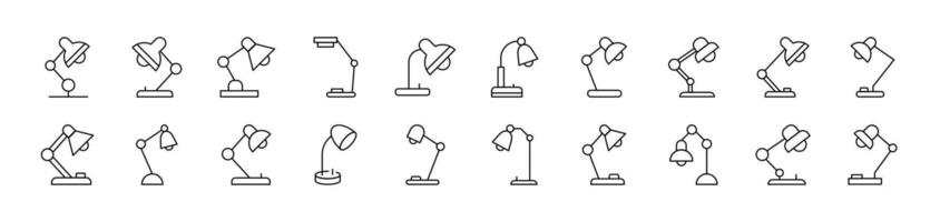 Table Lamp Outline Simple Linear Image Collection. Editable Stroke. Suitable for Web Sites, Books, Cards, Apps vector