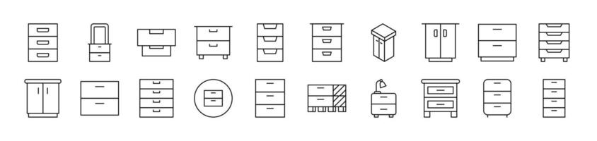 Closet Pack of Thin Icons. Editable Stroke. Suitable for Web Sites, Books, Cards, Apps vector