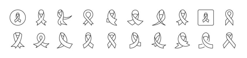 Cancer Pink Ribbon Related Line Icons for Web Sites, Books, Cards, Apps. Editable Stroke. Suitable for Web Sites, Books, Cards, Apps vector