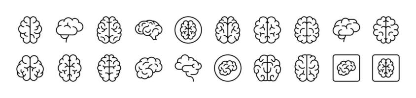 Brain Collection of Thin Icons. Editable Stroke. Suitable for Web Sites, Books, Cards, Apps vector