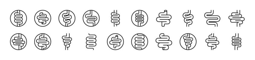 Digestion and Intestine Icon Set for UI, Placards, Books, Apps. Editable Stroke. Suitable for Web Sites, Books, Cards, Apps vector
