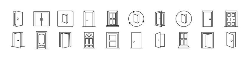 Door Related Icon Set. Editable Stroke. Suitable for Web Sites, Books, Cards, Apps vector